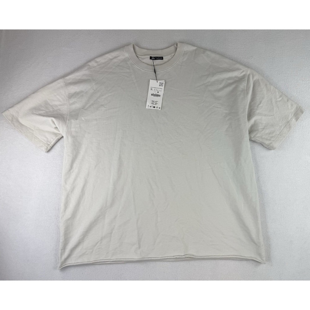 Zara Heavyweight White T Shirt Casual Short Sleeve Mens Size XL Oversized NWT